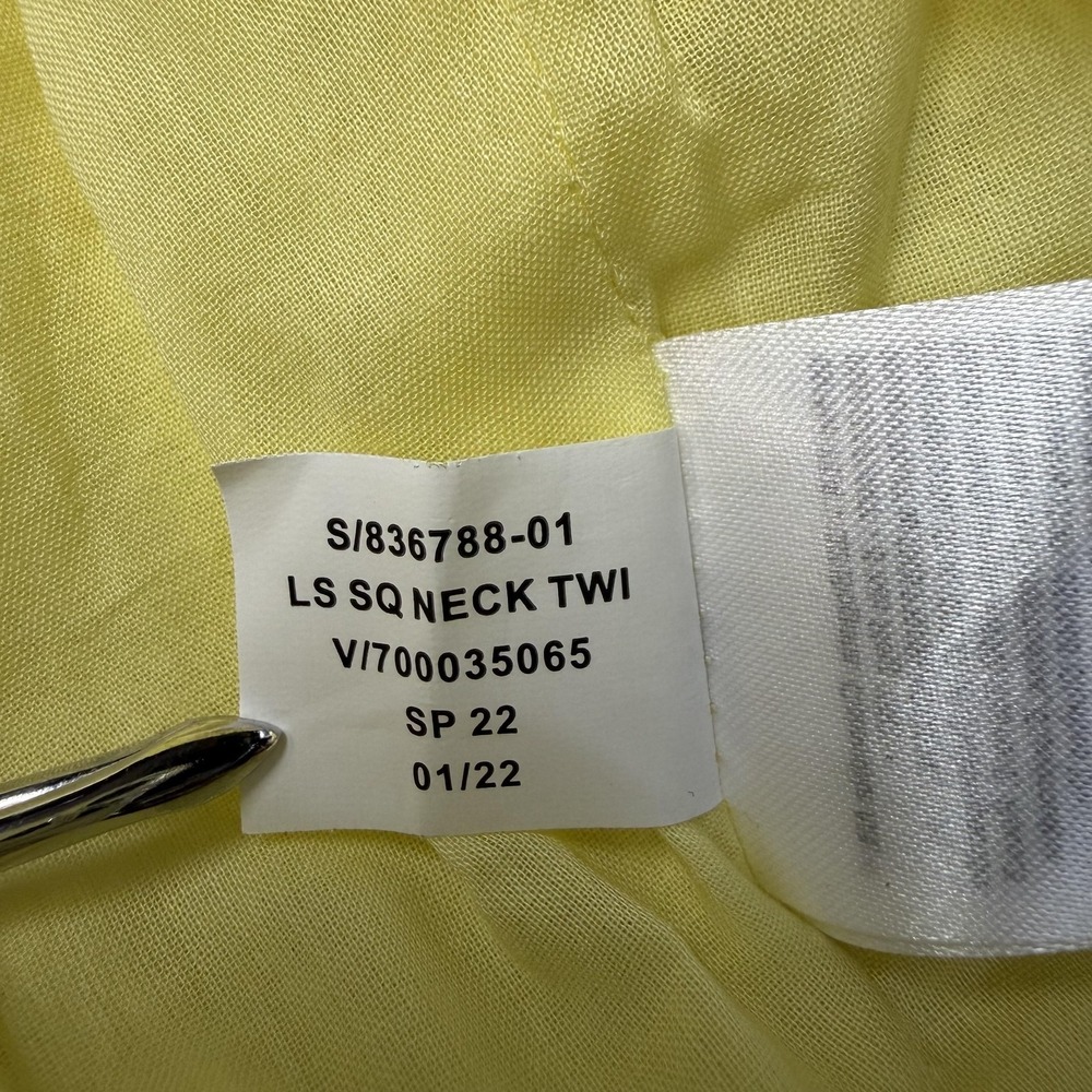 Banana Republic Blouse Womens XXL Yellow Ramie Twist Front‎ Balloon Sleeve - Picture 8 of 10